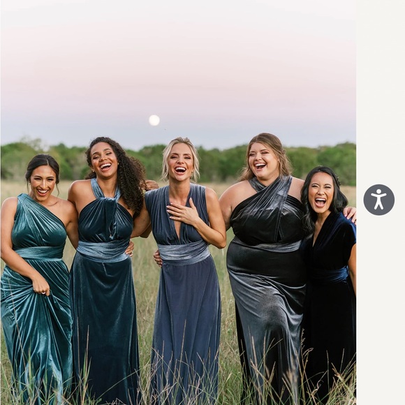 Revelry INDI BLUE COVERTIBLE VELVET BRIDESMAIDS DRESSES - Picture 3 of 5